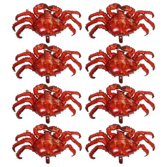 Ostracsh 8pcs Crab Party Decorations Set: Aluminum Foil Cartoon Crab Balloons for Birthday, Celebration, and Event Supplies