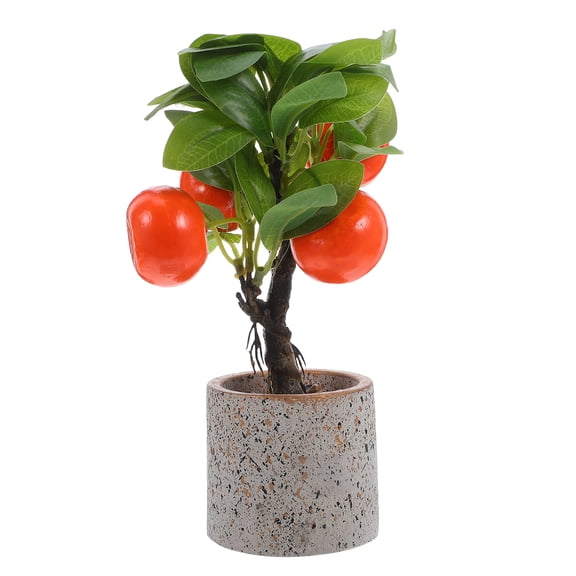 FOMIYES Artificial Orange Bonsai Tree with Multi-Resin and PVC Foam, Realistic Decorative Plant for Home and Office