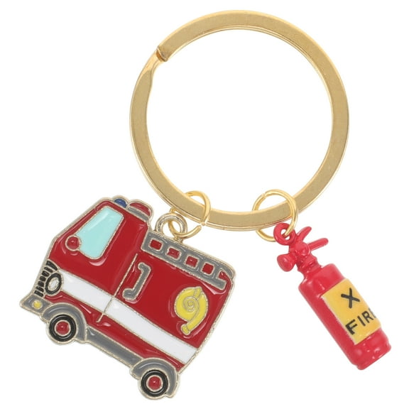 Ostracsh Firefighter Keychain: Metal Fire Truck & Extinguisher Keyring For Safety Awareness - Fireman Present For Firefighter Birthday Party Decorations