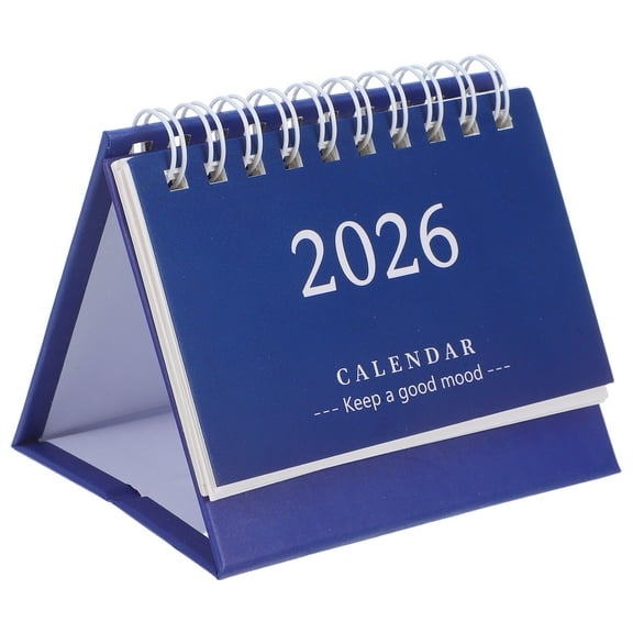 Raindrops 2026 Standing Desktop Calendar Dark Blue with Monthly Planner for Office and Study