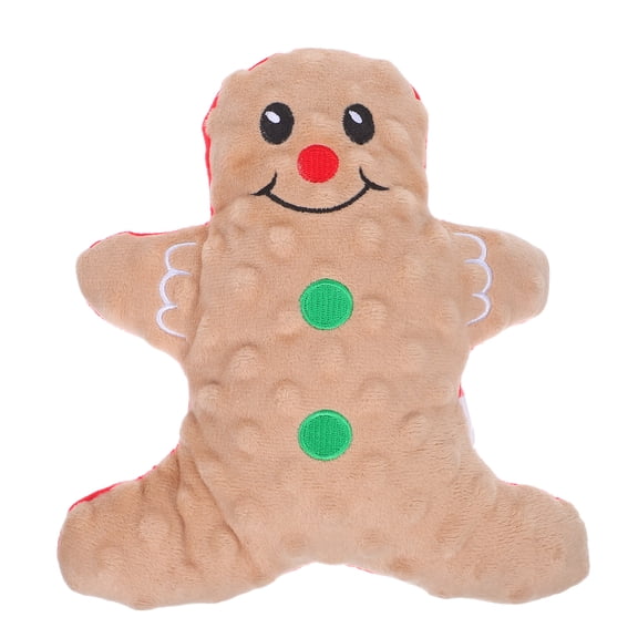 Ostracsh Squeaky Plush Dog Toy Gingerbread Man Chew Toy for Small and Medium Dogs - Interactive Stuffed Animal Gift for Christmas Bags
