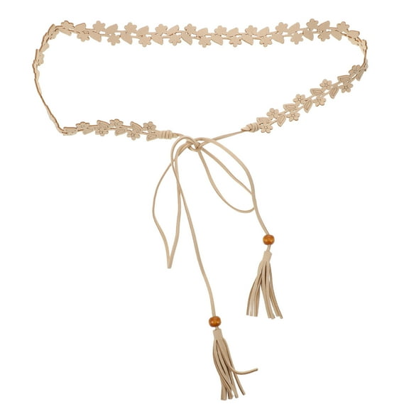 Ostracsh Trendy Boho Belt: Women Waist Belt with Flower & Tassels - Soft Wrap Skinny Tie for Dresses - Decorative for Vacation Parties & Daily