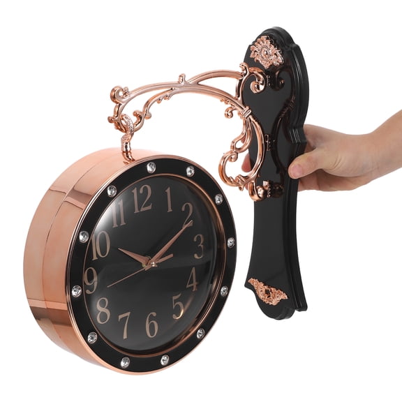 FOMIYES Modern Silent Double-Sided Black Wall Clock, Stylish Bedroom and Office Decor with Quiet Movement