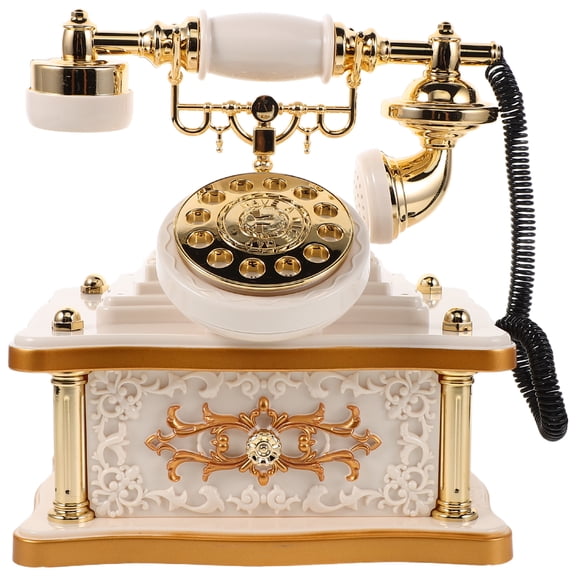 FOMIYES Old Fashioned White Telephone Music Box Retro Desk Decoration for Entryway