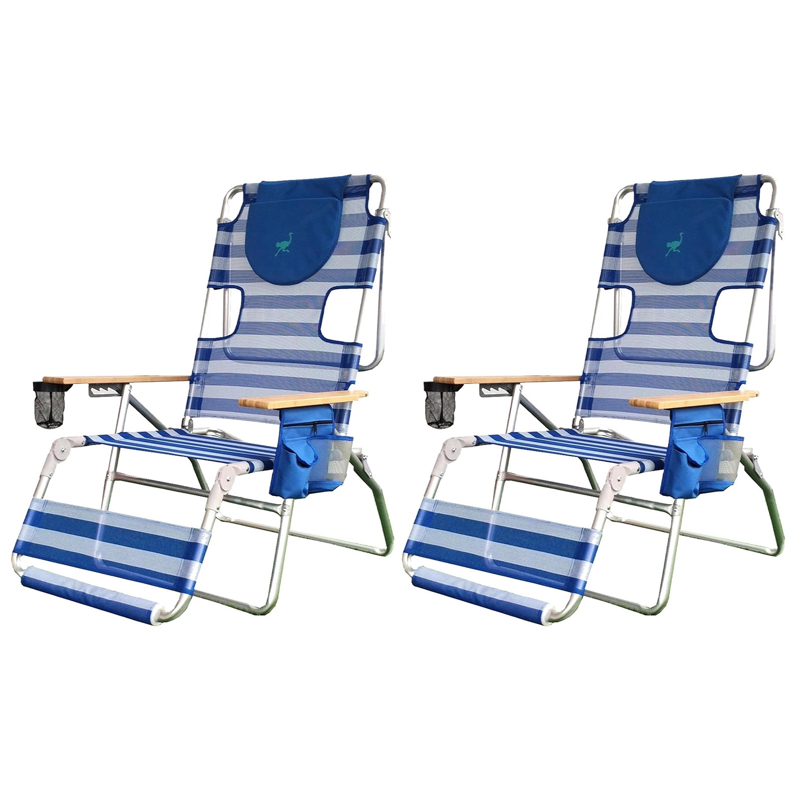 Ostrich 3N1 Altitude Outdoor Reclining Patio Beach Lounge Chair, Blue