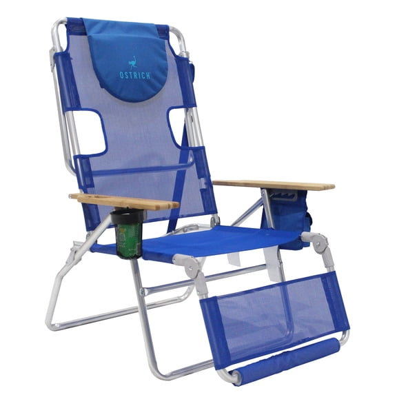 Ostrich The Altitude 3N1 High Back Outdoor Beach Lounge Chair with Footrest, Blue