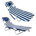 thumbnail image 1 of Ostrich Chaise Beach Chair & Backpack Chaise Lounge Chair, Navy Stripes, 1 of 11
