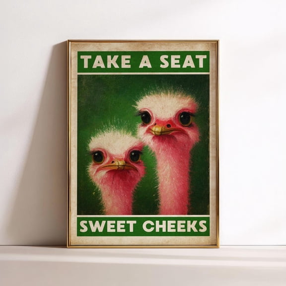 Ostrich Bathroom Unique Eclectic Fun Quote Whimsical Decor Maximalist Bathroom Shelf Wall Decor