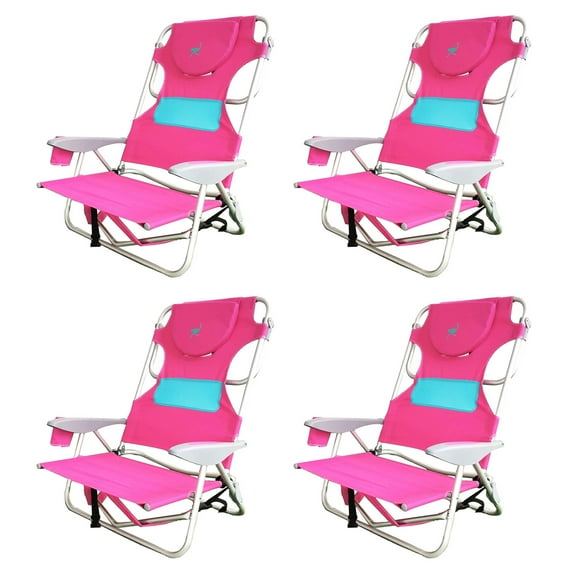 Ostrich Beach Ladies Comfort On-Your-Back Beach Chair, Pink (4 Pack)