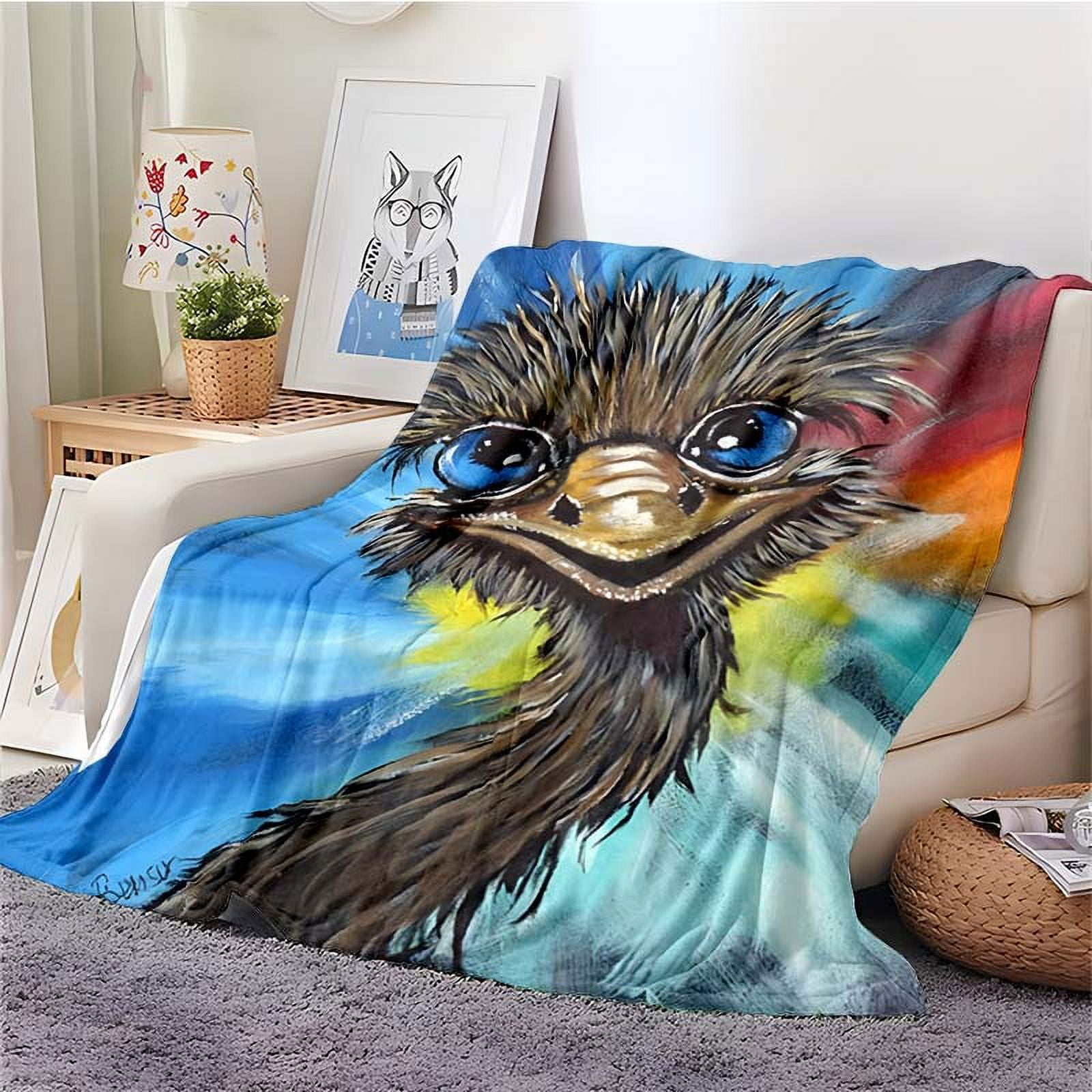 Ostrich Blanket Cartoon Cute Ostrich Soft Warm Flannel Home Blankets