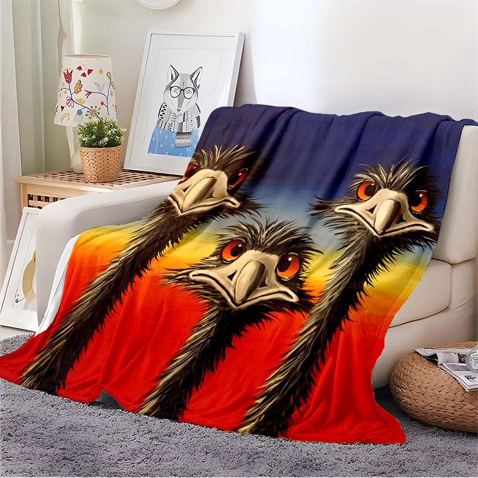 Ostrich Blanket Cartoon Cute Ostrich Soft Warm Flannel Home Blankets