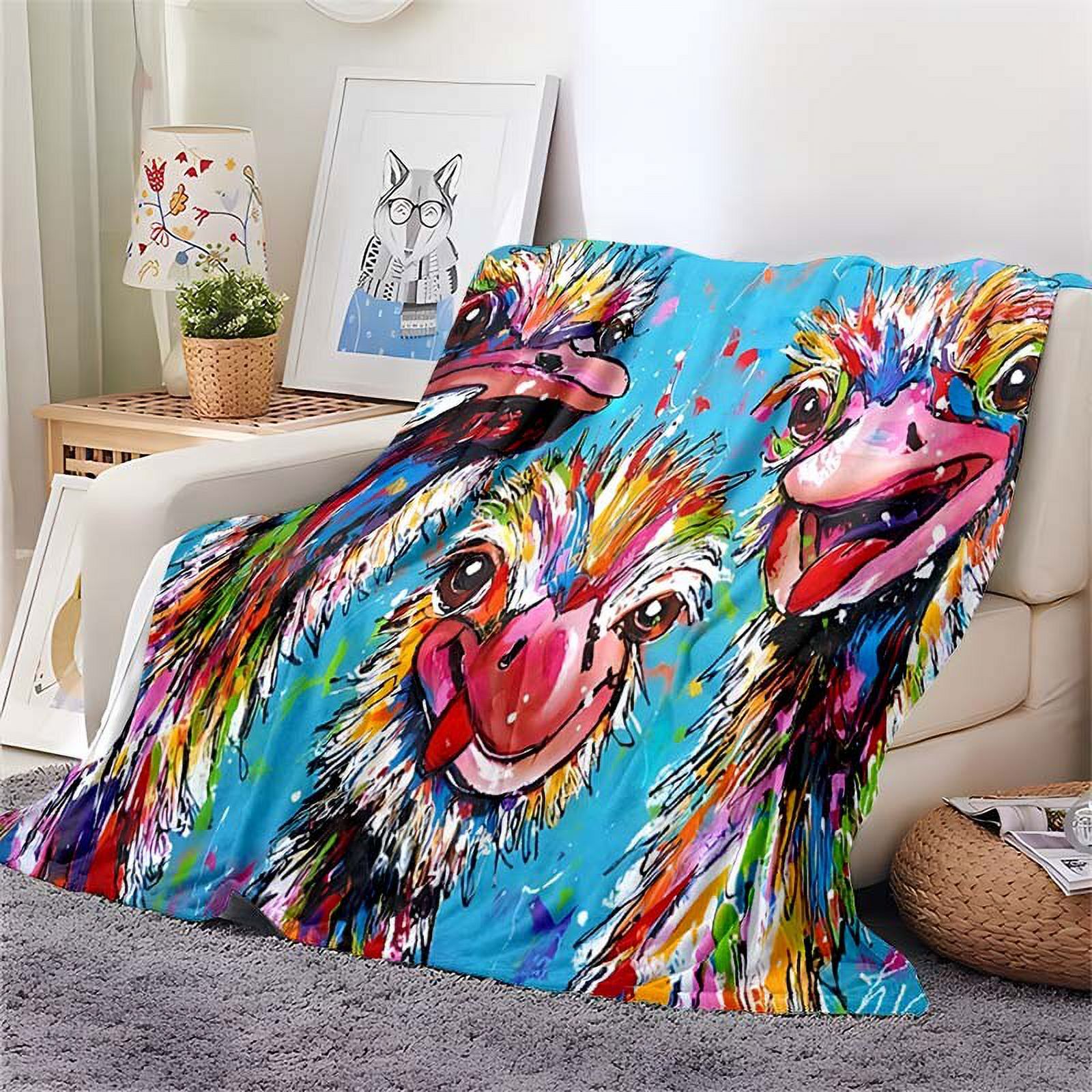 Ostrich Blanket Cartoon Cute Ostrich Soft Warm Flannel Home Blankets