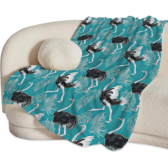 Ostrich Blanket Soft Warm Cozy Ostrich Bird Blanket Fuzzy Plush Fleece Lightweight Flannel Blankets Ostrich Stuff Decor Gift for Adult Women Men Girl Boy 50"x40"