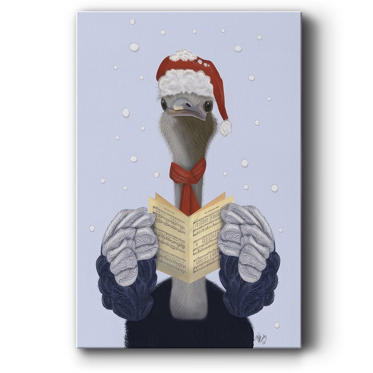 Ostrich, Carol Singing- Gallery Wrapped Canvas