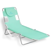 Ostrich The Original Chaise Beach Lounge Chair, Folding & Reclining Outdoor Lounger, Teal