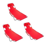 Ostrich Chaise Lounge Folding Portable Sunbathing Poolside Beach Chair 3 Pack