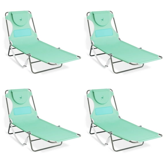 Ostrich Chaise Lounge Folding Sunbathing Poolside Beach Chair (4 Pack)