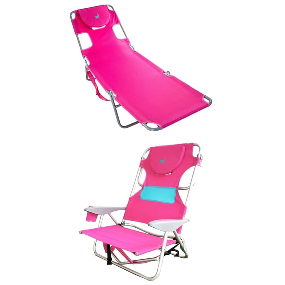 Ostrich Chaise Sunbathing Chair and Ladies Comfort On-Your-Back Beach Chair