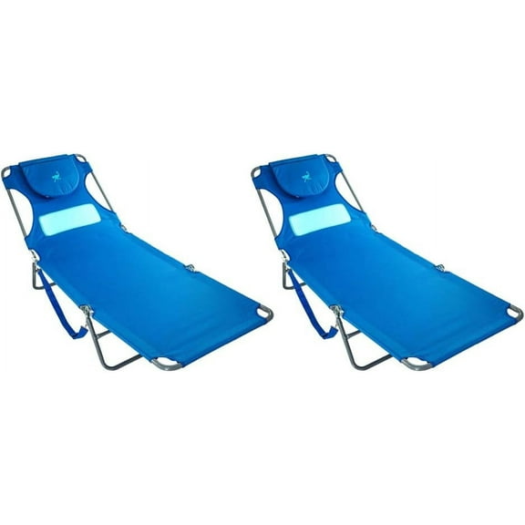 Ostrich Comfort Lounger Face Down Sunbathing Chaise Lounge Beach Chair, (2 Pack)
