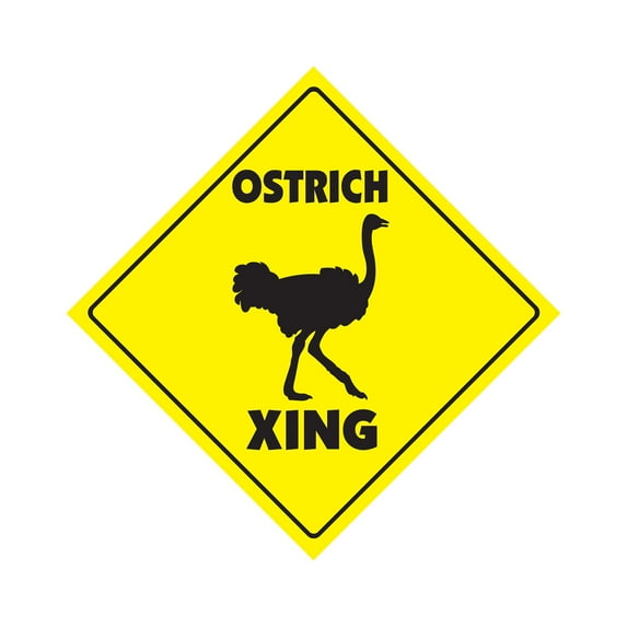 Ostrich Crossing Sign Zone Xing | Indoor/Outdoor | 17" Tall emu australia supplies feed cage