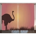 thumbnail image 1 of Ostrich Curtains 2 Panels Set, Camel Bird at Sunset Time on the Hill Meadow Evening Wild Animal Landscape, Window Drapes for Living Room Bedroom, 108W X 63L Inches, Dried Rose Eggplant, by Ambesonne, 1 of 3