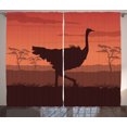 thumbnail image 1 of Ambesonne Ostrich Curtains 2 Panel Set, Sunset Silhouette Wild Bird, 108" x 108", Chestnut Brown Cinnamon, 1 of 3