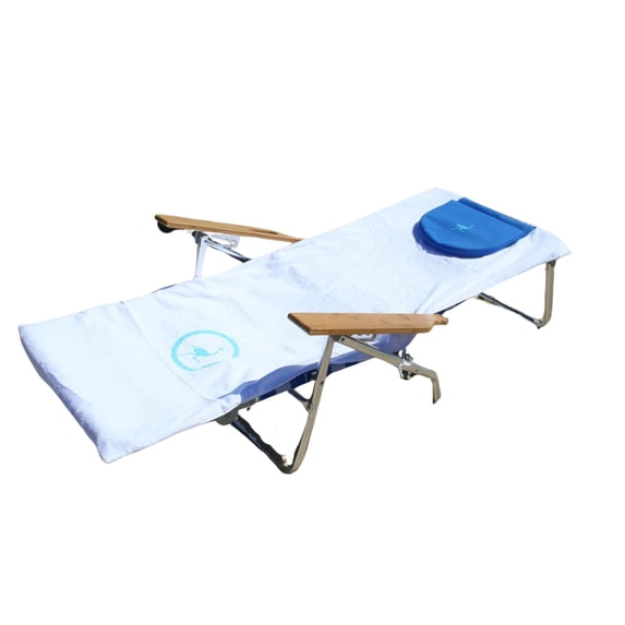 Ostrich Custom Fitted Towel for 3N1 Outdoor Lounge Beach Chair, Towel Cover Only - White