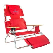 Ostrich The Deluxe 3N1 Lightweight Outdoor Beach Lounge Chair with Footrest, Red