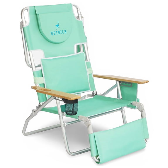 Ostrich The Deluxe 3N1 Lightweight Outdoor Beach Lounge Chair w/Footrest, Teal