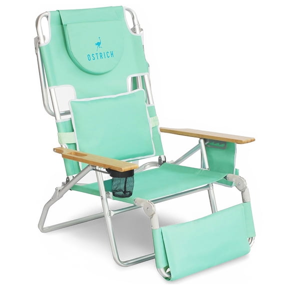 Ostrich The Deluxe 3N1 Lightweight Outdoor Beach Lounge Chair w/Footrest, Teal