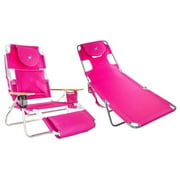 Ostrich Deluxe 3in1 Padded Sports Chair & Chaise Beach Lounger, Pink