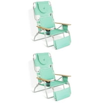 Ostrich Deluxe Padded 3-N-1 Outdoor Folding Beach Chair, Teal (2 Pack)