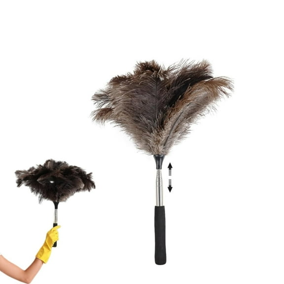 Ostrich Feather Cleaner,QZS Ostrich Duster for Cleaning,Portable Extendable Feather Duster for Home,Office,Furniture Cleaning,with Extendable Handle