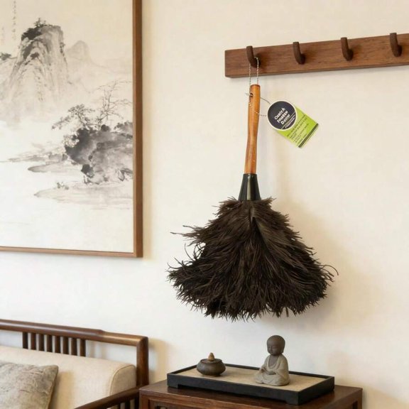 Ostrich Feather Duster for Cleaning, Natural Soft Feathers for Dusting Furniture, Electronics, and Home Decor, Professional Handheld Dust Removal Tool for Daily Household Use