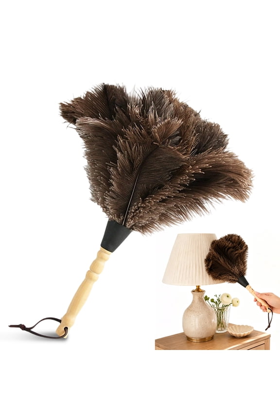 Ostrich Feather Duster, Lightweight Handheld Wood Handle Duster, Soft Feather Material For Detailed Keyboard And Office Equipment Dust Removal 2pcs