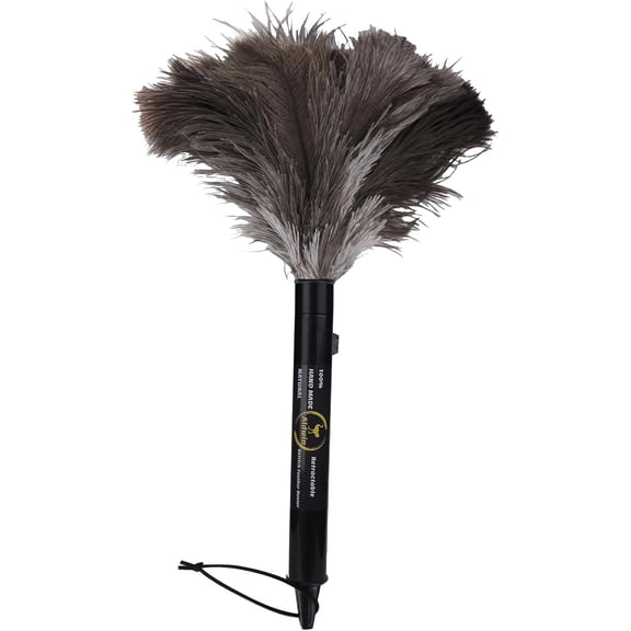 Ostrich Feather Duster Retractable 1 Pack,16 inch Genuine Fluffy Natural Handheld Feather Dusters for Cleaning Supplies, Washable,Car, Office, Desk