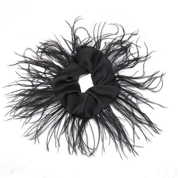 Ostrich Feather Hair Ties Furry Scrunchies 1920s Headpiece Hair Scrunchie Elastic Hair Rope Hair Accessories for Girls