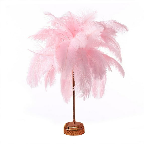 Ostrich Feather Lamp,Feather Floor Lamp for Living Room, Fluffy Ostrich Feathers Lamp,Rose Gold Color Body,Funky Arc Lamp for Bedroom & Bright LED Bulbs,Feather Table Lamp Bedside Lamp