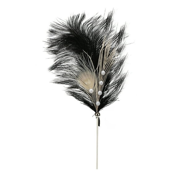 Ostrich Feathers Decoration Plumage Inserts Black Real Plug-in Cake Acrylic Birthday 20cm Natural Plume