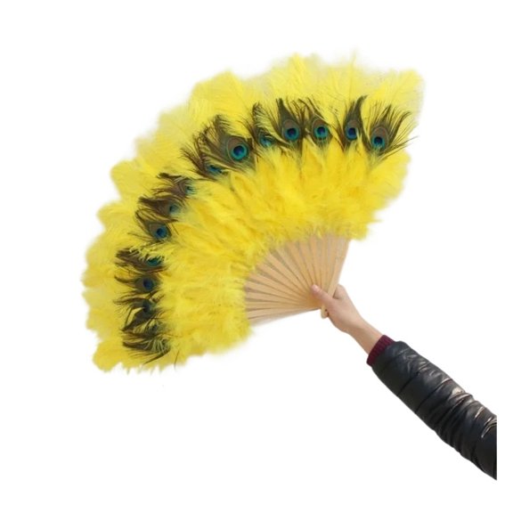 Ostrich Feathers Fan 90CM*50CM Peacock Feathers Fan Wedding Carnival Dance Performance Plumas