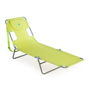 Ostrich The Original Chaise Beach Chair, Folding Reclining Outdoor Lounger, Lime Green