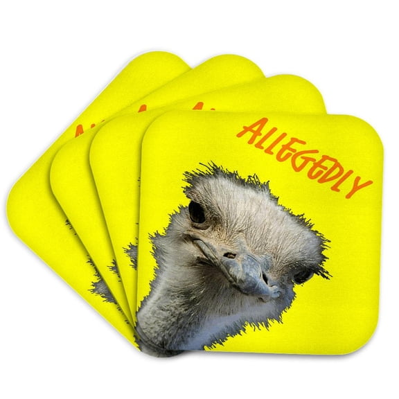 3drose, Ostrich Funny Bird Face with Goofy Expression Allegedly, Set of 4 Coasters - Soft