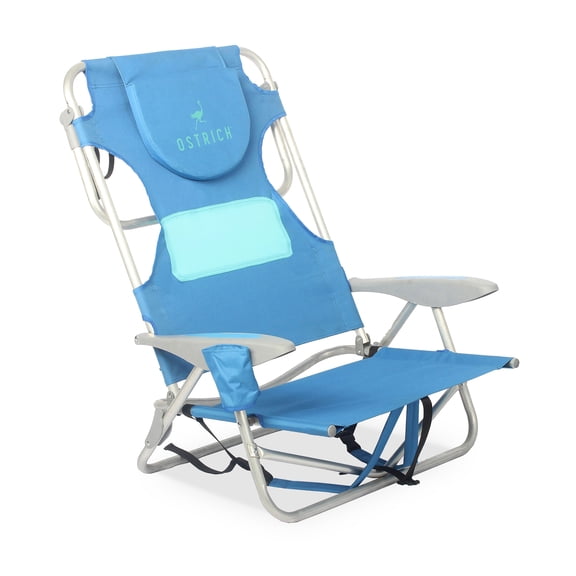 Ostrich Ladies Comfort Backpacker, Outdoor Beach & Pool Chair with Backpack Straps, Blue