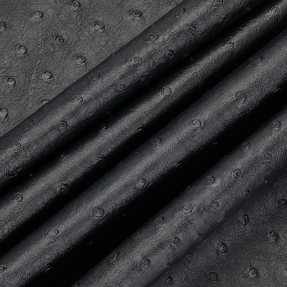 Ostrich Leather Fabric Soft Texture PU 53x12in Embossed Handbag Decoration Vinyl Roll for Upholstery Textured for DIY Bows Keychains Shoes Wallet Sewing Crafts Black