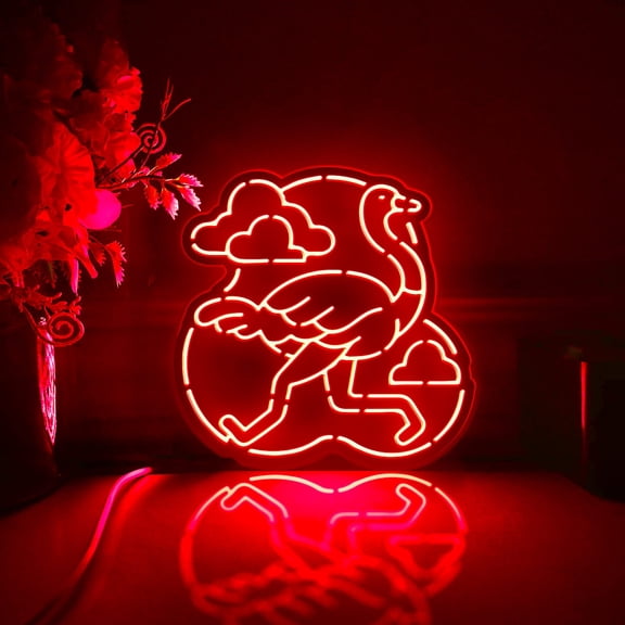 Ostrich Led Light Box, Dimmable Neon-Like Light Signs USB Power for Wall Decor Bedroom Decoration, RGB Light (WxH) 6"x6"