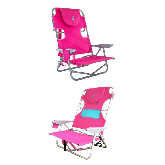 Ostrich On Your Back Beach Chair w/Ladies Comfort On Your Back Chair, Pink