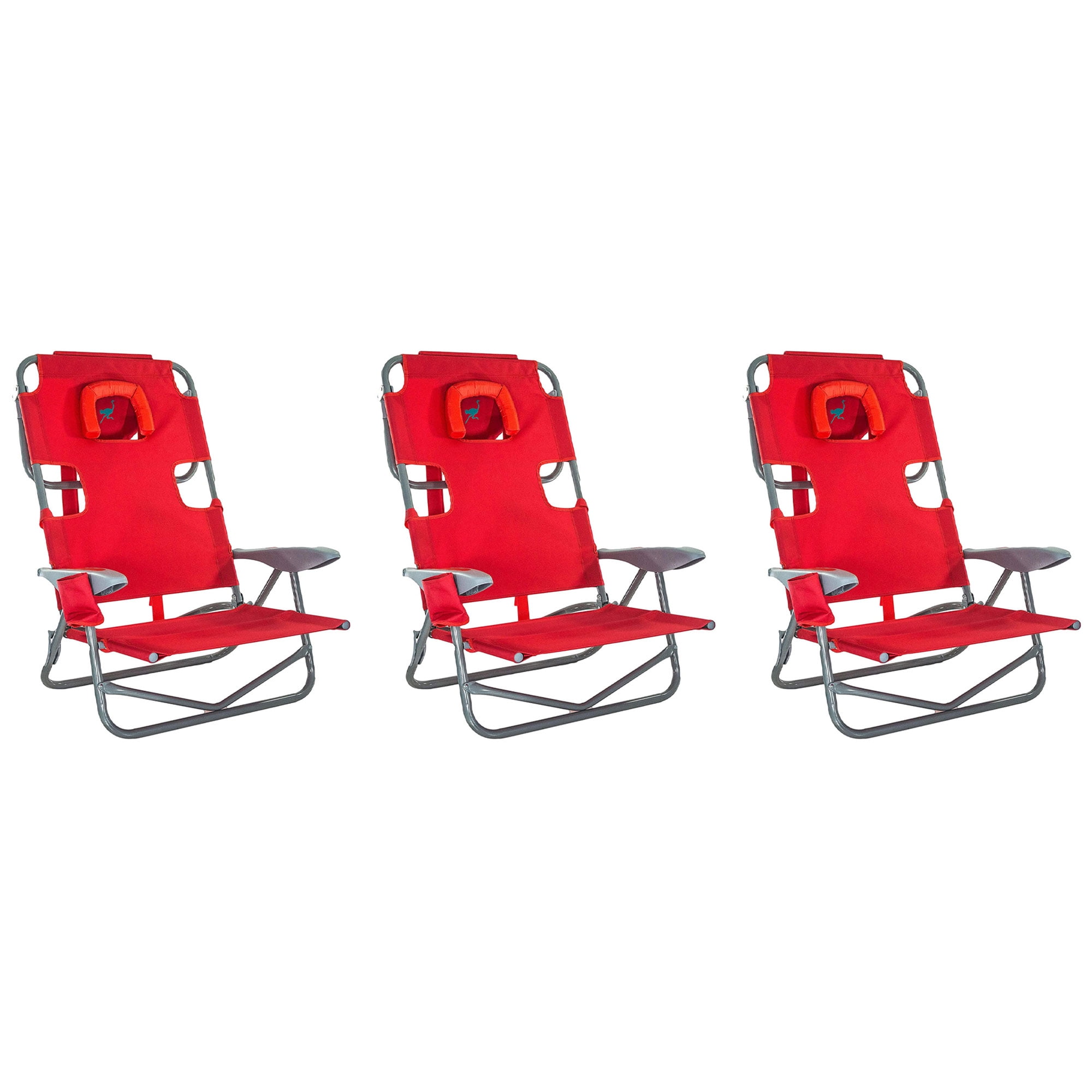 Ostrich On-Your-Back Folding Reclining Outdoor Lawn Chair, Red (3