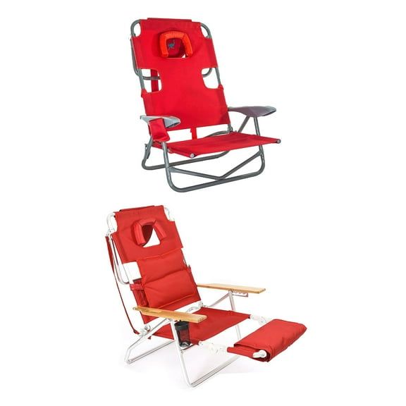 Ostrich On Your Back Lawn Recliner & Deluxe 3in1 Padded Sports Chair, Red