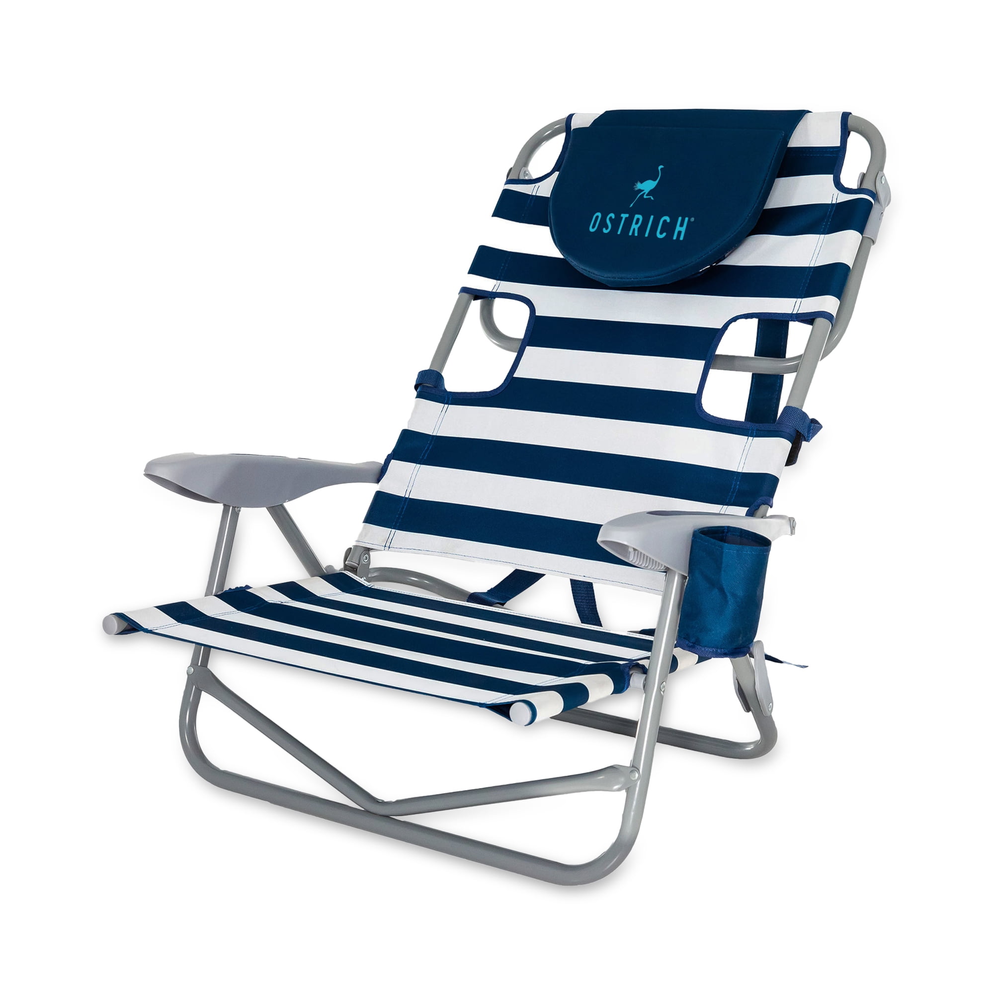 Sedia Da Spiaggia Ostrich On Your Back - Con Foro Per Viso E Cinghie Zaino, Rigata, Portata 124kg