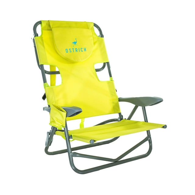 Ostrich On-Your-Back Outdoor Reclining Beach Pool Camping Chair, Green